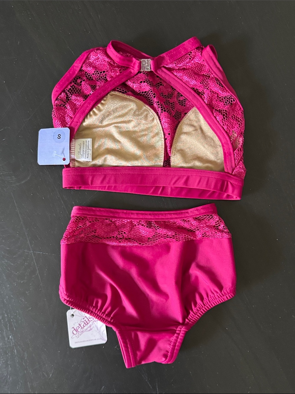 Girls Raspberry Lace Two-Piece Matching Set - Picture 2 of 2